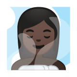Person in Steamy Room Emoji with Dark Skin Tone, Google style