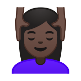 Person Getting Massage Emoji with Dark Skin Tone, Google style