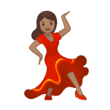 Woman Dancing Emoji with Medium Skin Tone, Google style