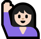 Woman Raising Hand Emoji with Light Skin Tone, Microsoft style
