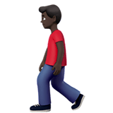 Person Walking Emoji with Dark Skin Tone, Apple style