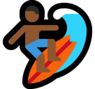 Man Surfing Emoji with Medium-Dark Skin Tone, Microsoft style