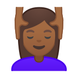 Person Getting Massage Emoji with Medium-Dark Skin Tone, Google style