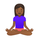 Person in Lotus Position Emoji with Medium-Dark Skin Tone, Google style