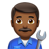 Man Mechanic Emoji with Medium-Dark Skin Tone, Apple style