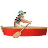 Man Rowing Boat Emoji with Medium-Light Skin Tone, Apple style