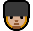 Man Guard Emoji with Medium-Light Skin Tone, Microsoft style