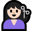 Woman Getting Haircut Emoji with Light Skin Tone, Microsoft style