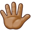 Hand with Fingers Splayed Emoji with Medium Skin Tone, Samsung style