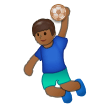 Person Playing Handball Emoji with Medium-Dark Skin Tone, Samsung style