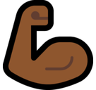 Flexed Biceps Emoji with Medium-Dark Skin Tone, Microsoft style