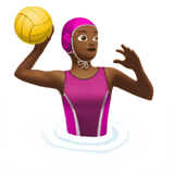 Woman Playing Water Polo Emoji with Medium-Dark Skin Tone, Apple style