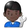 Man Mechanic Emoji with Dark Skin Tone, Samsung style