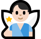 Man Fairy Emoji with Light Skin Tone, Microsoft style