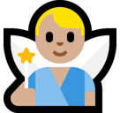Man Fairy Emoji with Medium-Light Skin Tone, Microsoft style