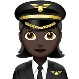Woman Pilot Emoji with Dark Skin Tone, Apple style