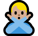 Man Gesturing No Emoji with Medium-Light Skin Tone, Microsoft style