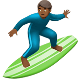 Man Surfing Emoji with Medium-Dark Skin Tone, Apple style