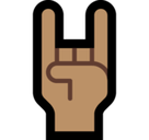 Sign of the Horns Emoji with Medium Skin Tone, Microsoft style