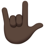 Love-You Gesture Emoji with Dark Skin Tone, Apple style