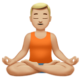 Man in Lotus Position Emoji with Medium-Light Skin Tone, Apple style