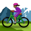 Woman Mountain Biking Emoji with Medium-Dark Skin Tone, Samsung style
