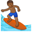 Person Surfing Emoji with Medium-Dark Skin Tone, Samsung style
