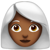 Woman: Medium-Dark Skin Tone, White Hair, Apple style