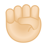 Raised Fist Emoji with Light Skin Tone, Google style