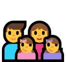 Family: Man, Woman, Girl, Girl Emoji, Microsoft style
