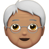 Older Person Emoji with Medium Skin Tone, Apple style