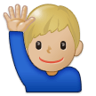 Man Raising Hand Emoji with Medium-Light Skin Tone, Samsung style