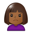 Woman Frowning Emoji with Medium-Dark Skin Tone, Samsung style
