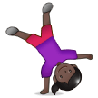 Woman Cartwheeling Emoji with Dark Skin Tone, Samsung style