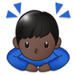 Person Bowing Emoji with Dark Skin Tone, Samsung style