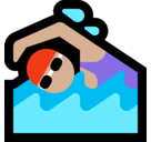 Woman Swimming Emoji with Medium-Light Skin Tone, Microsoft style