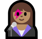 Woman Singer Emoji with Medium Skin Tone, Microsoft style