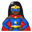 Woman Superhero Emoji with Dark Skin Tone, Samsung style