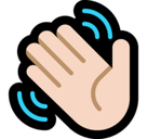 Waving Hand Emoji with Light Skin Tone, Microsoft style