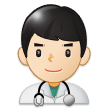 Man Health Worker Emoji with Light Skin Tone, Samsung style
