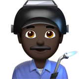 Man Factory Worker Emoji with Dark Skin Tone, Apple style