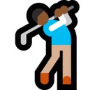 Person Golfing Emoji with Medium-Dark Skin Tone, Microsoft style