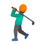 Man Golfing Emoji with Medium-Dark Skin Tone, Google style
