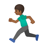 Man Running Emoji with Medium-Dark Skin Tone, Google style