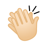 Clapping Hands Emoji with Light Skin Tone, Google style