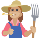 Woman Farmer Emoji with Medium-Light Skin Tone, Facebook style