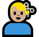 Man Getting Haircut Emoji with Medium-Light Skin Tone, Microsoft style