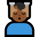 Man Getting Massage Emoji with Medium-Dark Skin Tone, Microsoft style