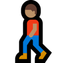 Person Walking Emoji with Medium Skin Tone, Microsoft style