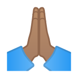 Folded Hands Emoji with Medium Skin Tone, Google style